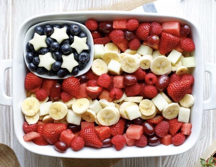 Fruit salad in a tray